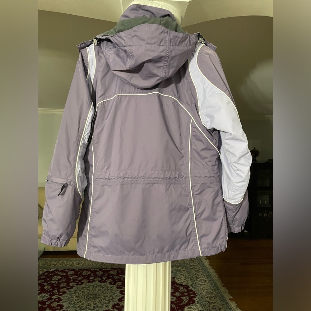 Quest women’s two tone purple/blue with white stripes hooded Ski Jacket size L - Picture 2 of 15